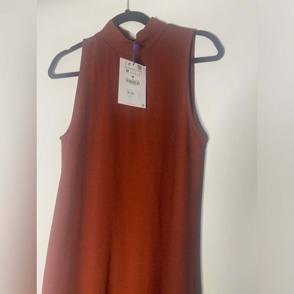 Zara high neck sleeveless dress with buttons on the back